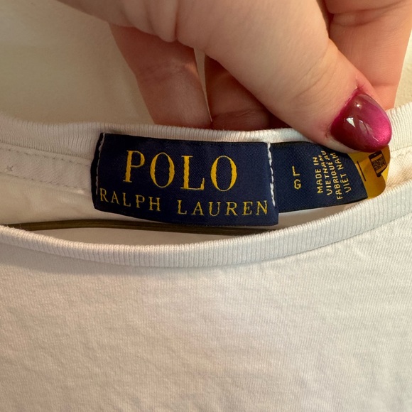 Ralph Lauren White Tee with Multicolor Logo - Picture 2 of 7